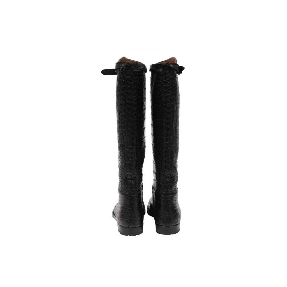 Hermes Crocodile Riding Boot Black Leather Lug Al… - image 7