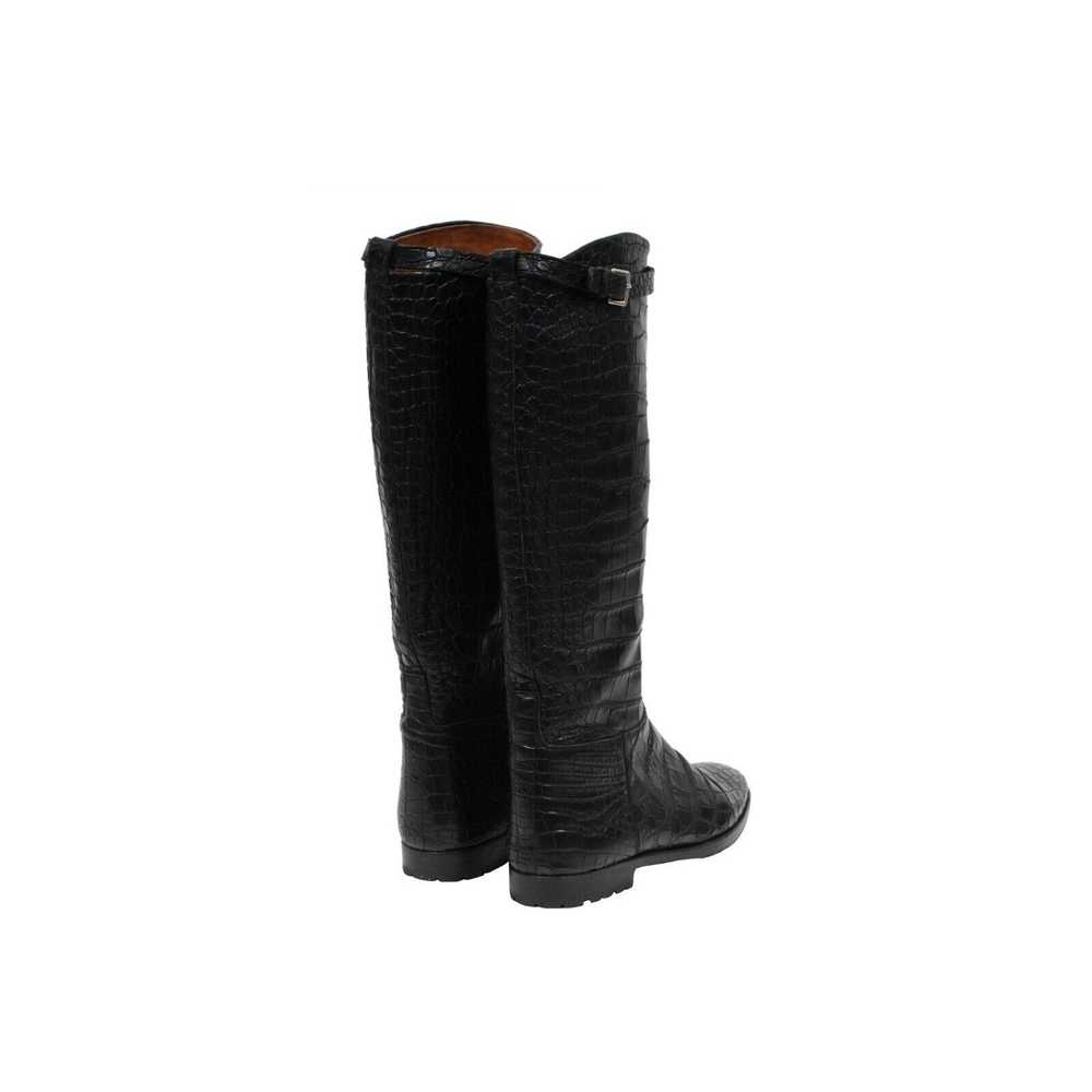 Hermes Crocodile Riding Boot Black Leather Lug Al… - image 8