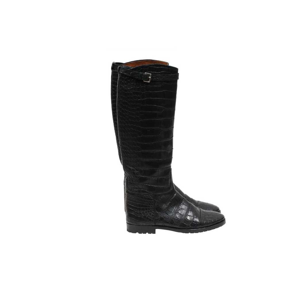 Hermes Crocodile Riding Boot Black Leather Lug Al… - image 9