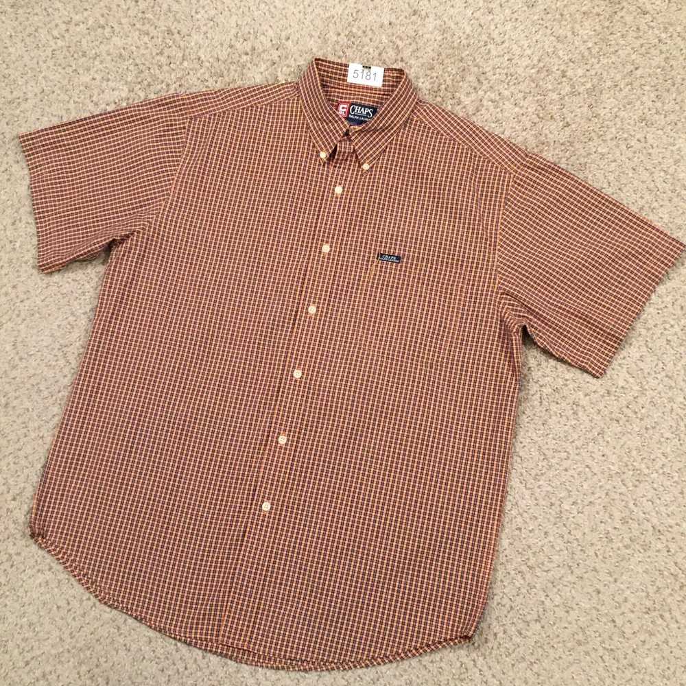 Chaps Chaps Shirt Mens Large Orange Plaid Short S… - image 2