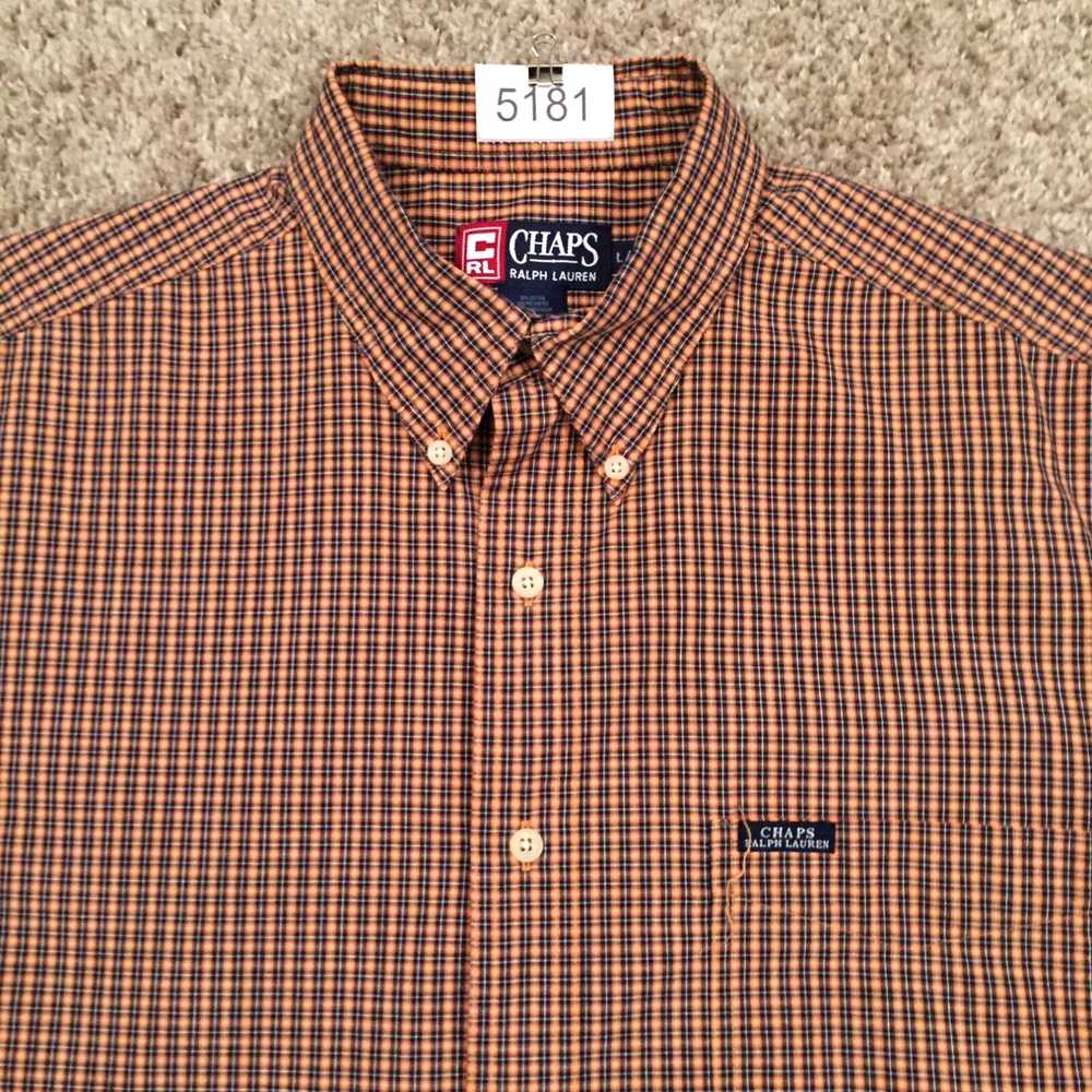 Chaps Chaps Shirt Mens Large Orange Plaid Short S… - image 3