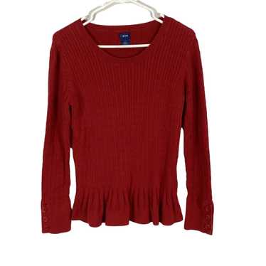 Izod Izod Womens Red Long Sleeves Cable Chain Kni… - image 1