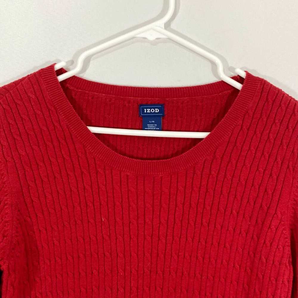 Izod Izod Womens Red Long Sleeves Cable Chain Kni… - image 3