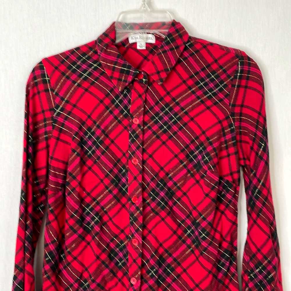 Vintage Kim Rogers Womens Red Plaid Long Sleeves … - image 3