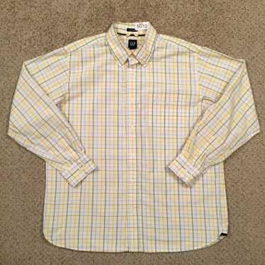 Gap Gap Shirt Mens XL Green Yellow Plaid Long Sle… - image 1