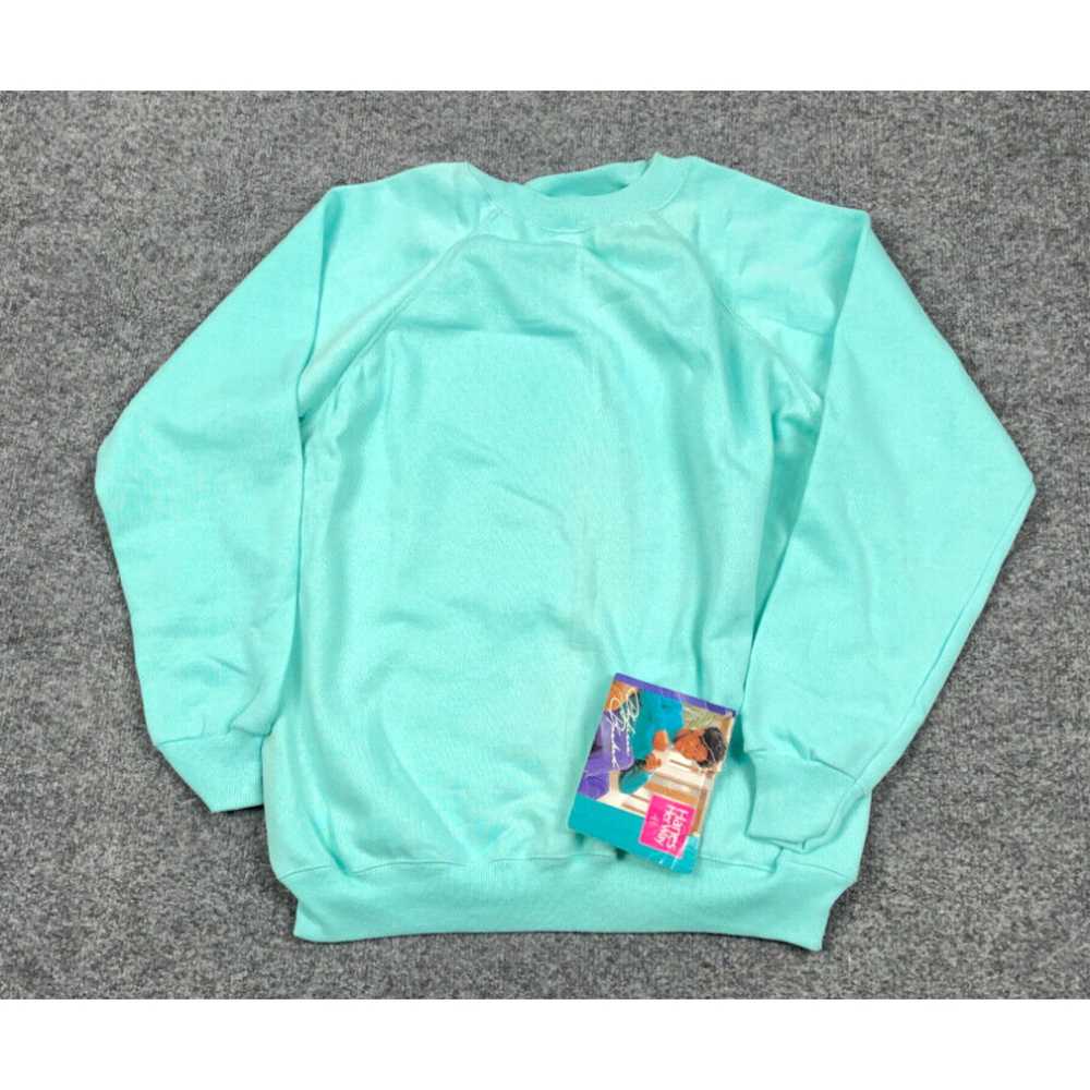 Hanes NOS VTG 90s Blank Mint Green Pullover Sweat… - image 1