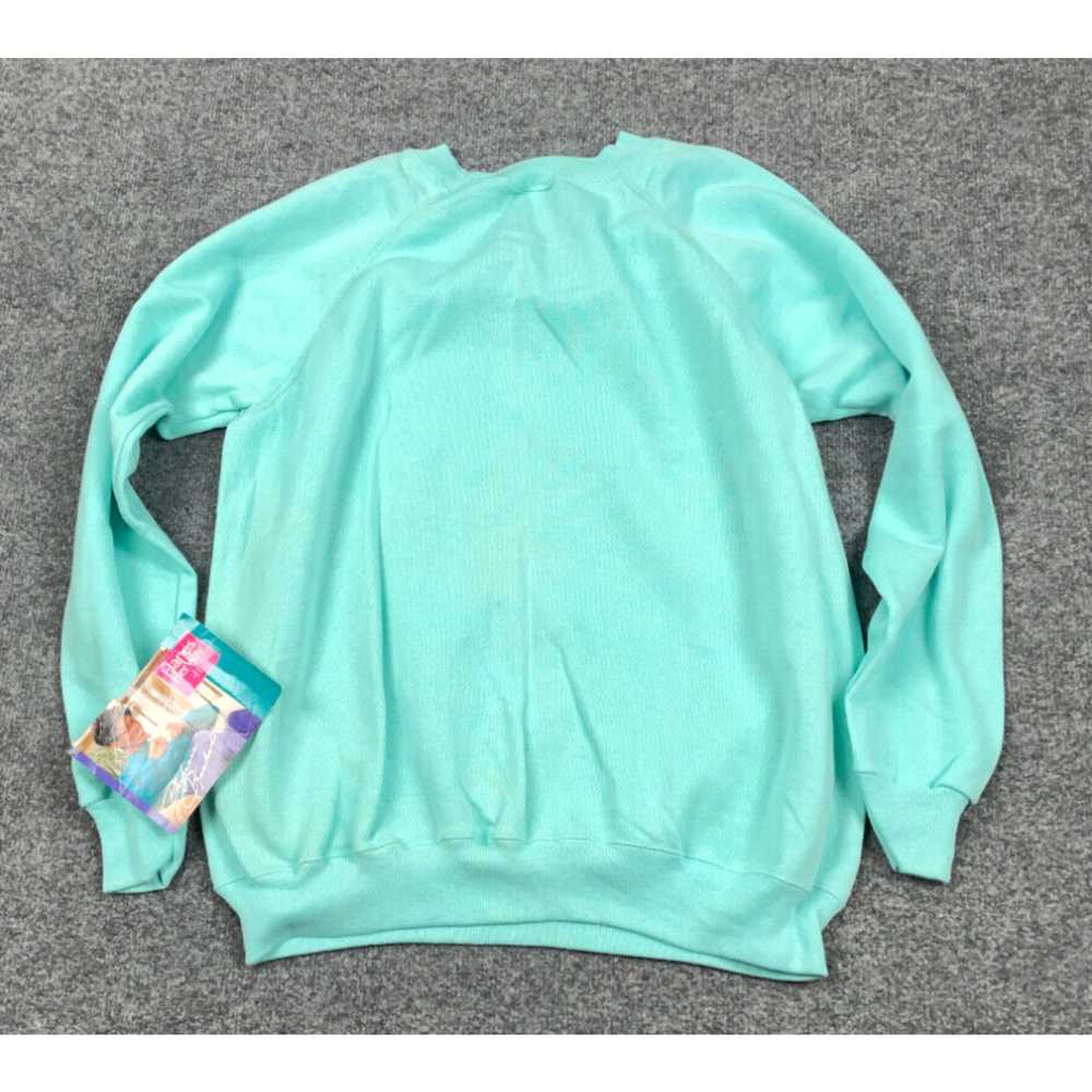 Hanes NOS VTG 90s Blank Mint Green Pullover Sweat… - image 2