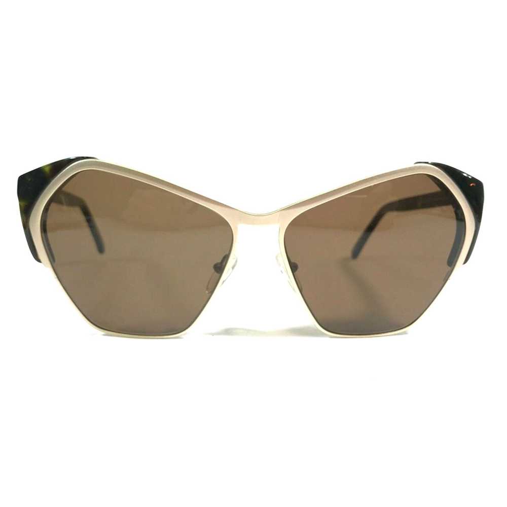 Andy Wolf Brown Gold Accented Oversized Cat Eye S… - image 1