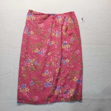 Vintage Sag Harbor A Line Skirt Pink Flowers Flor… - image 1