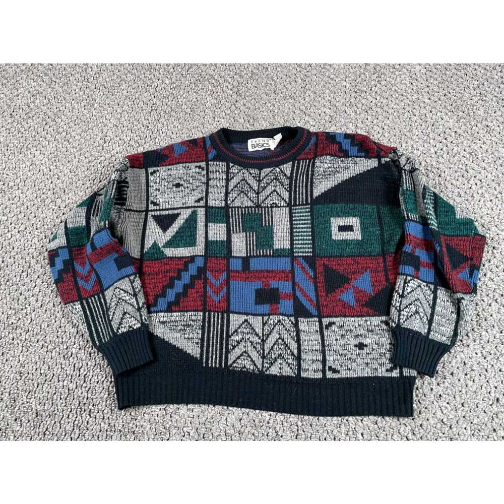 Vintage VTG 80s Abstract Pattern Sweater Adult XL… - image 1