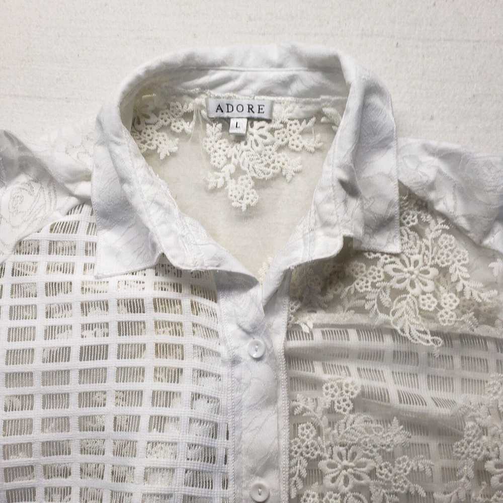 Vintage *NEW* Adore Solid White Very Lacey Button… - image 2