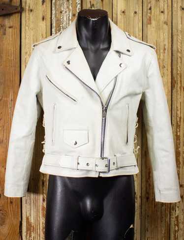 Vintage Vintage Jamin White Leather Biker Jacket