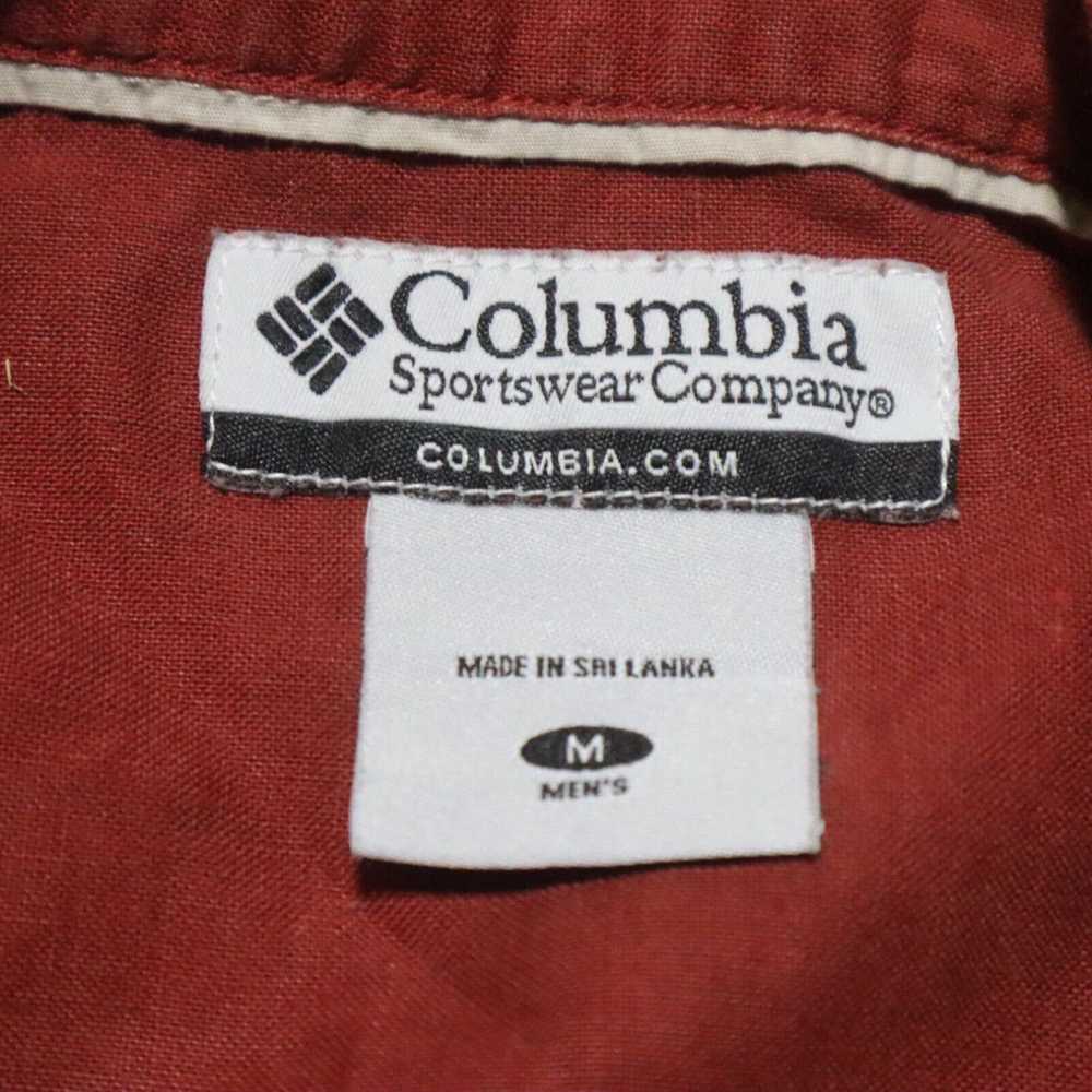 Vintage Columbia Solid Red Button Down Shirt Shor… - image 3