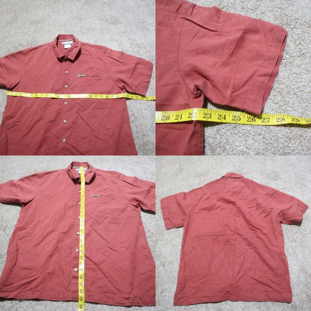 Vintage Columbia Solid Red Button Down Shirt Shor… - image 4