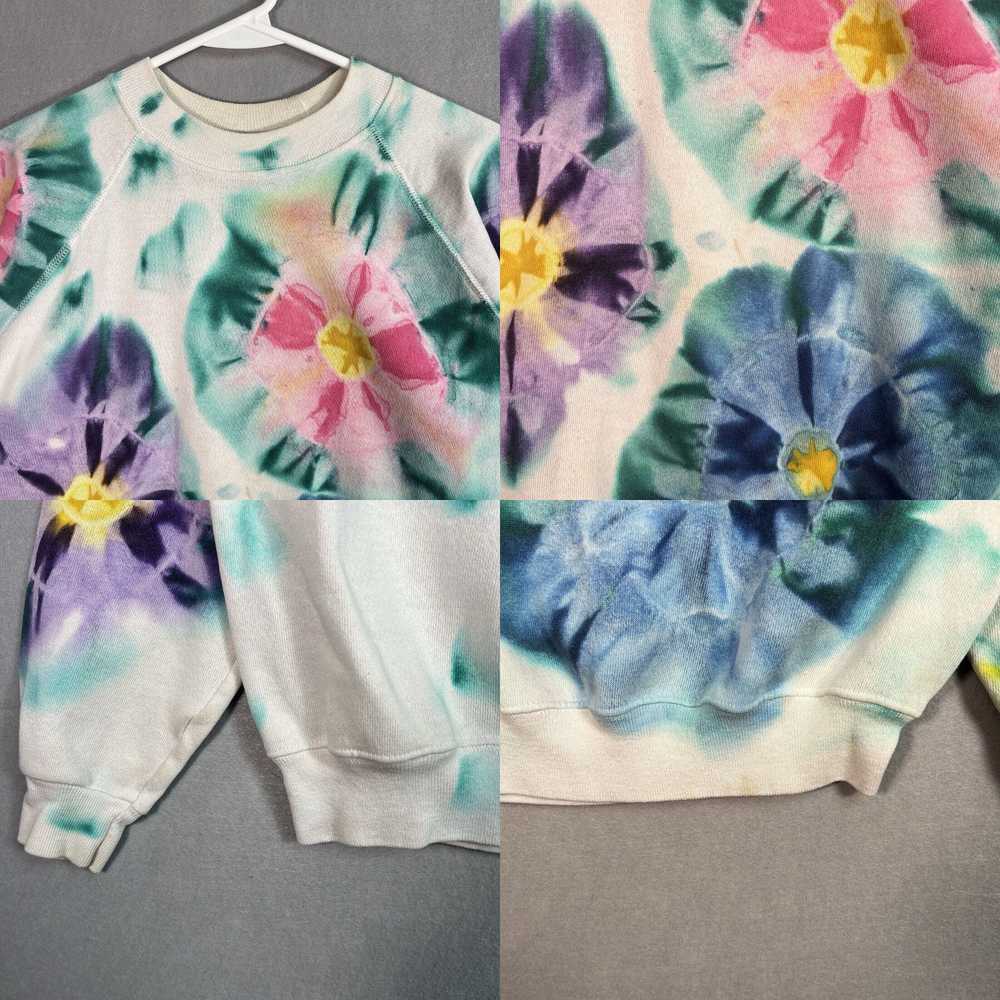 Hanes VTG 90s Customer Tie Dye Floral Sweater Adu… - image 4