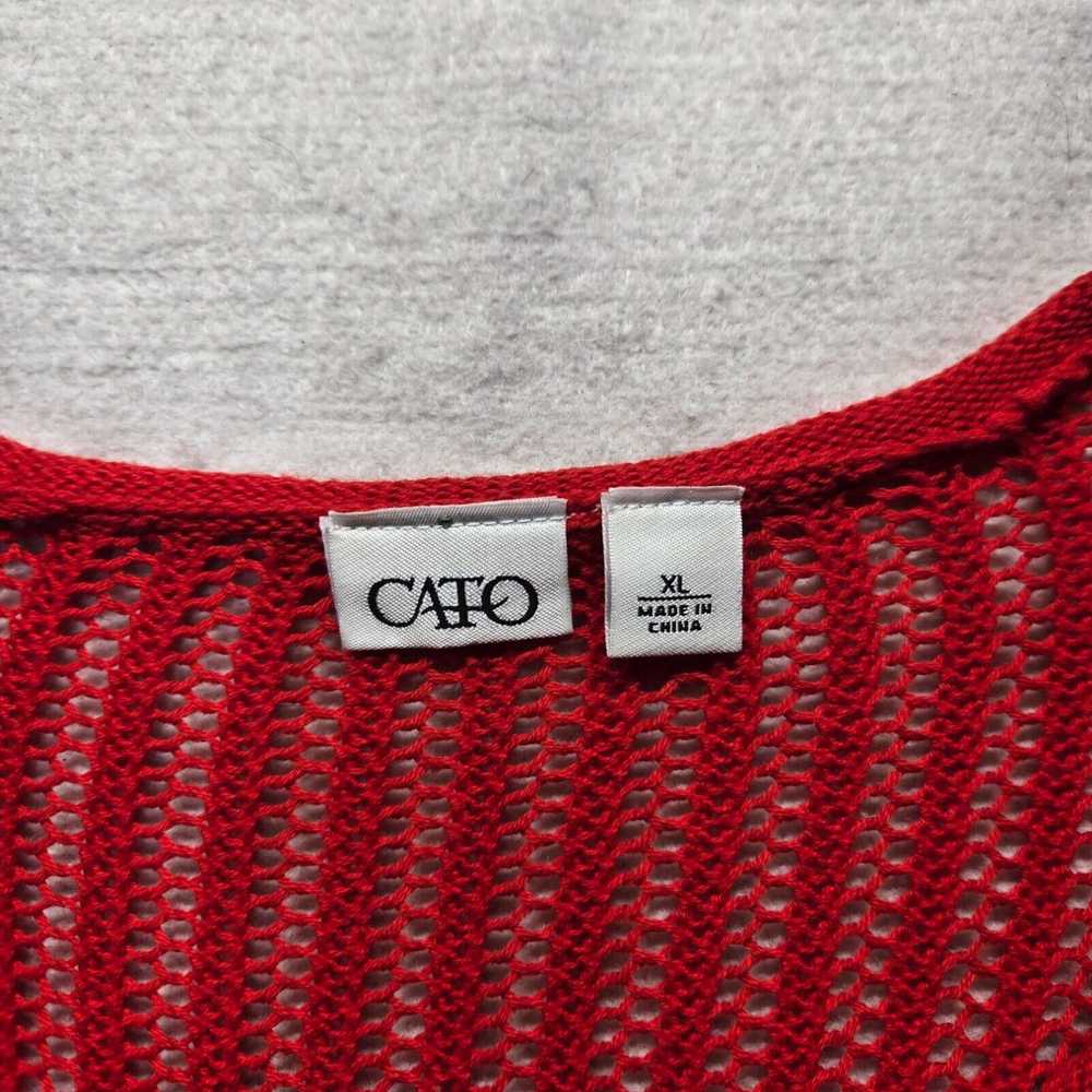 Vintage CATO Red Open Knit Sheer Sweater Long Sle… - image 2