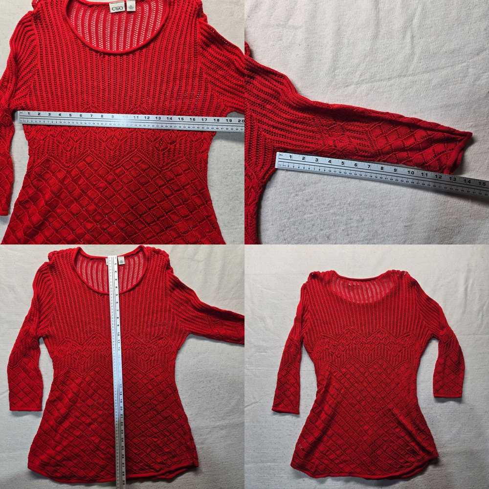 Vintage CATO Red Open Knit Sheer Sweater Long Sle… - image 4