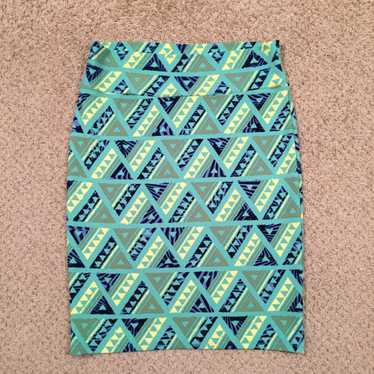 Vintage LuLaRoe Cassie Skirt XL Green Geometric P… - image 1