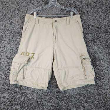 Vintage Aeropostale Mens Beige Khaki Cargo Shorts 