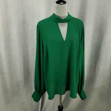 Vintage Eloquii Blouse Womens 20 Green Ballooon S… - image 1