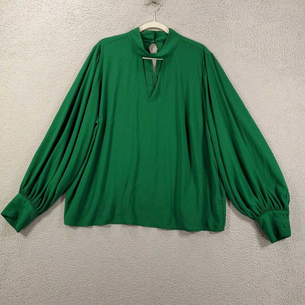 Vintage Eloquii Blouse Womens 20 Green Ballooon S… - image 2