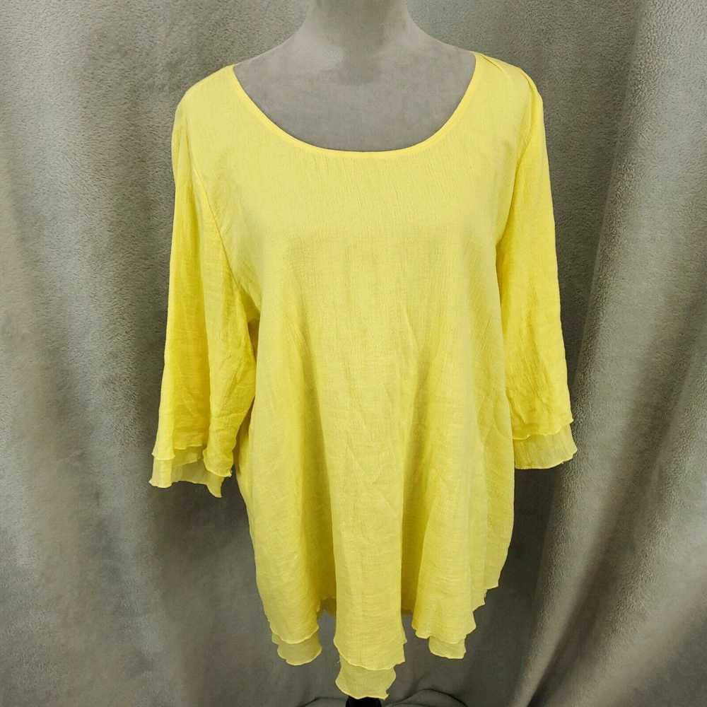 Vintage Soft Surroundings Blouse Womens XL Yellow… - image 1