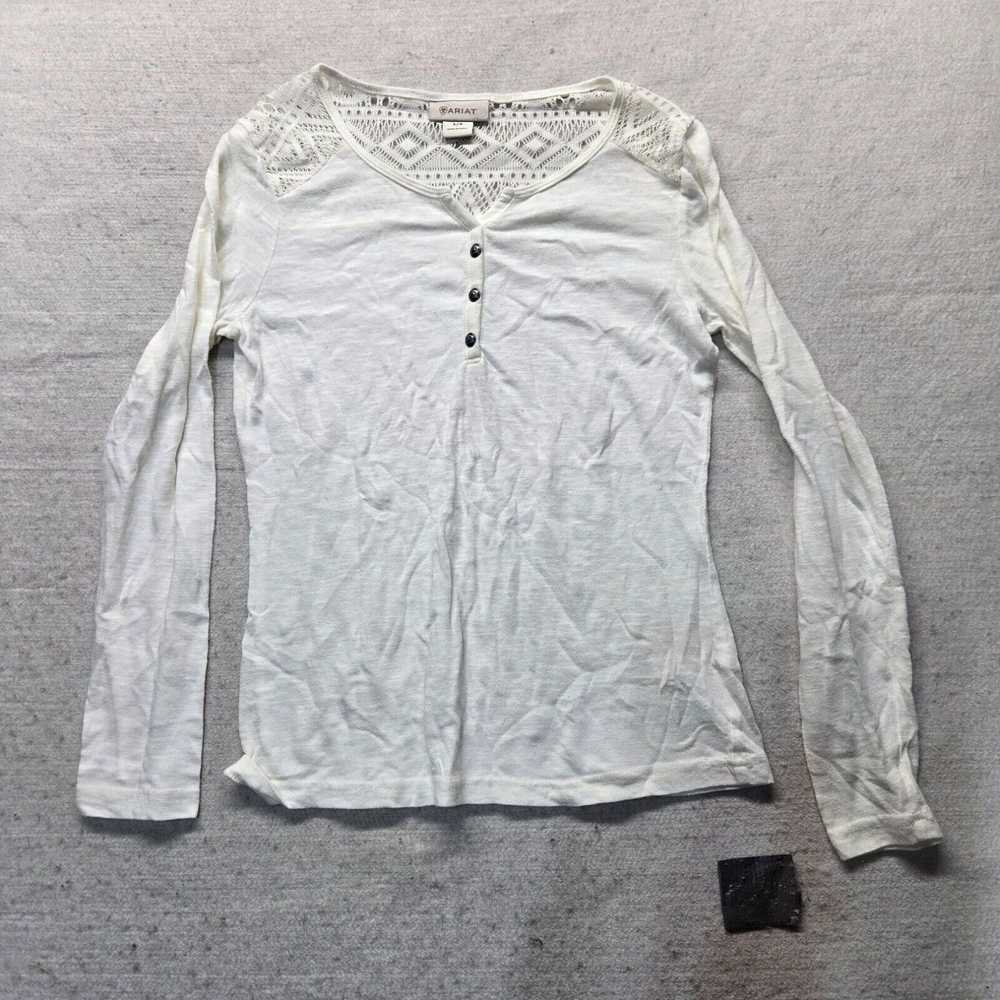 Ariat Ariat Solid White Shirt Long Sleeve Lace De… - image 1