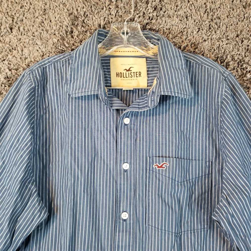 Vintage Hollister Mens Blue Striped Long Sleeve B… - image 2