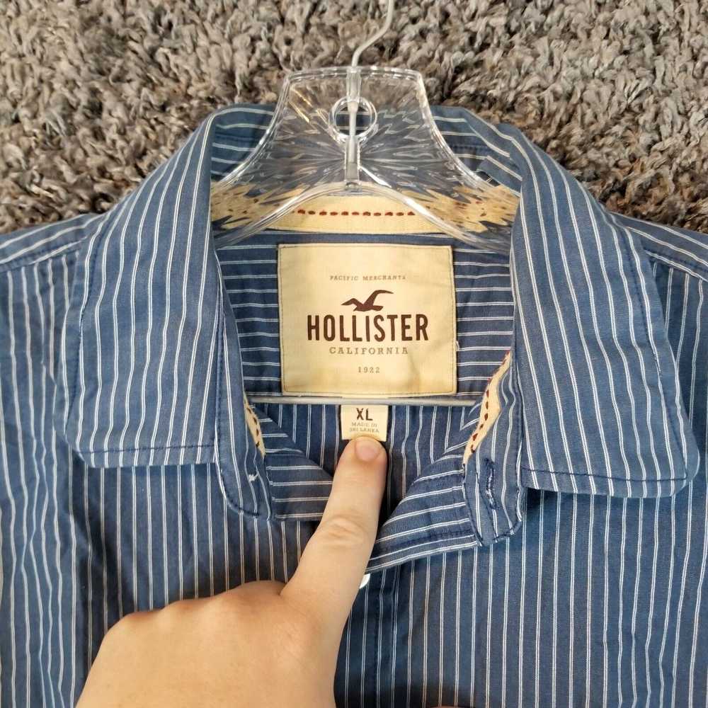 Vintage Hollister Mens Blue Striped Long Sleeve B… - image 3