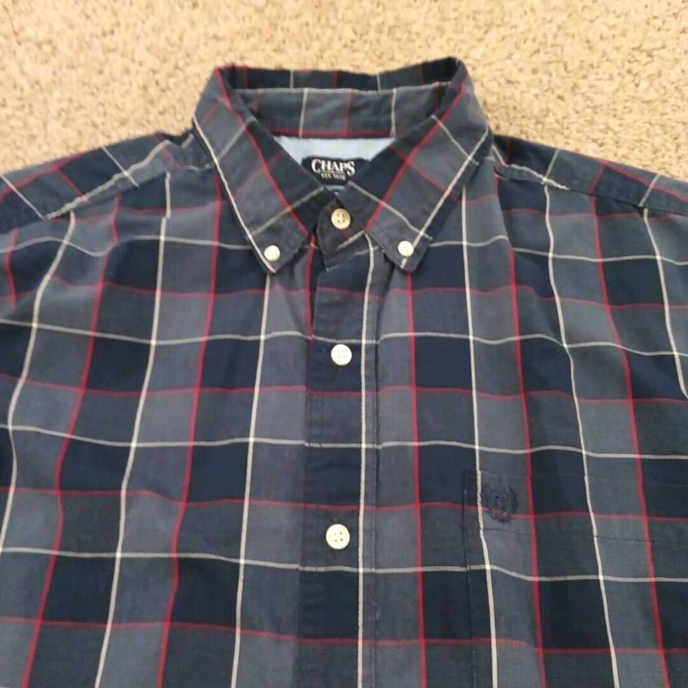 Chaps Chaps Shirt Mens 2XLT Blue Plaid Long Sleev… - image 2