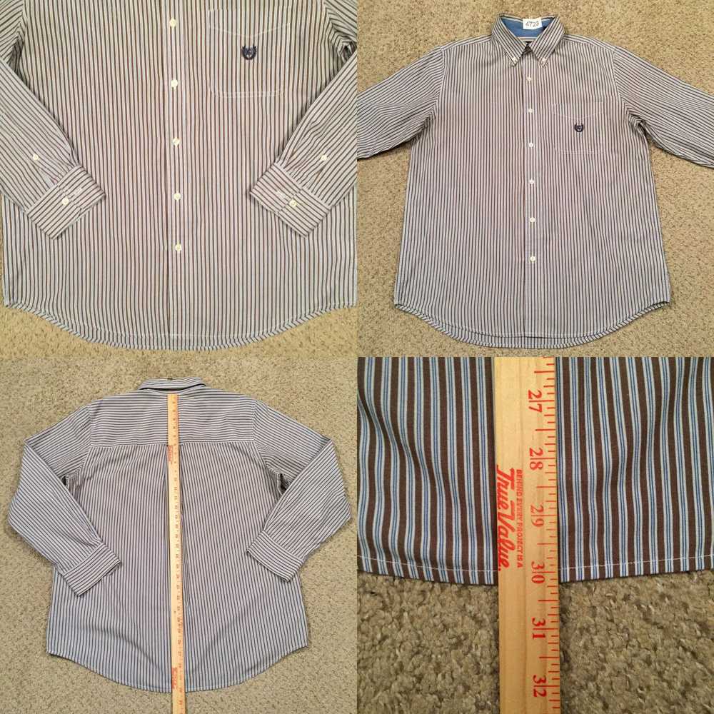 Chaps Chaps Shirt Mens Medium Brown Blue Striped … - image 4