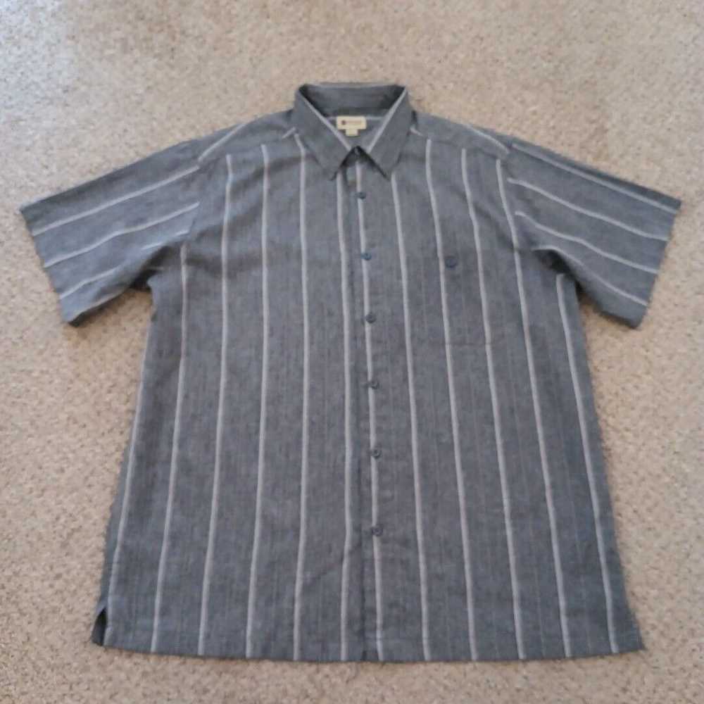 Haggar Haggar Shirt Mens Large Gray Striped Short… - image 1