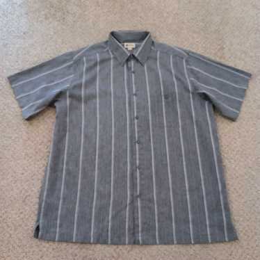 Haggar Haggar Shirt Mens Large Gray Striped Short… - image 1