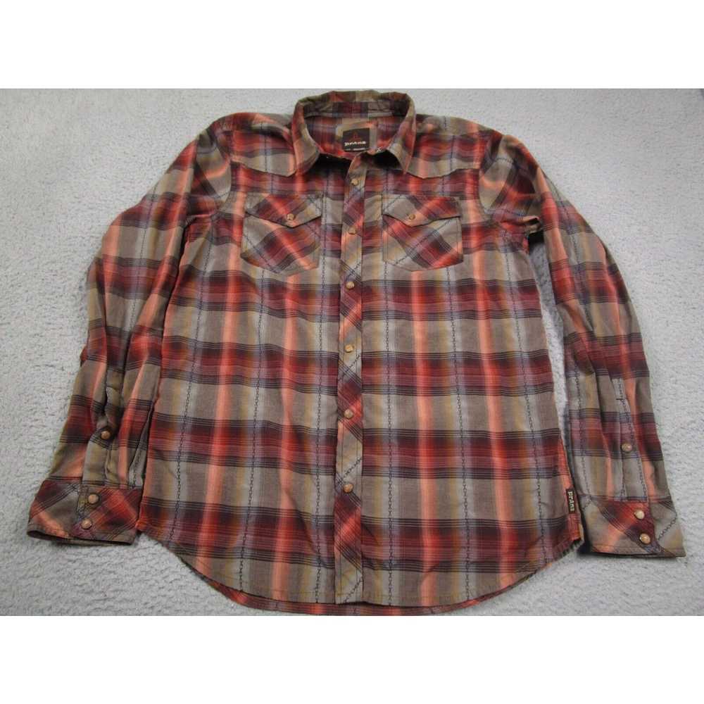 Prana Prana Shirt Mens Medium Red Plaid Pearl Sna… - image 1