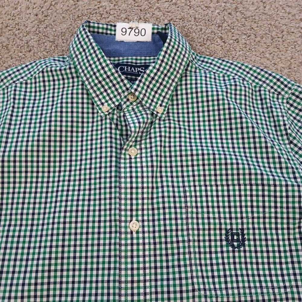 Chaps Chaps Shirt Mens Medium Green Plaid Long Sl… - image 3