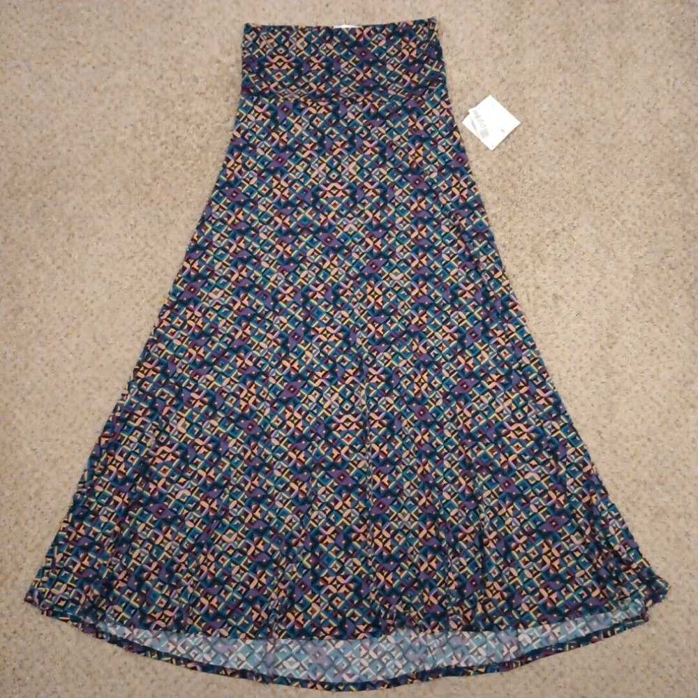 Vintage LuLaRoe Maxi Skirt Small Blue Pink Yellow… - image 1