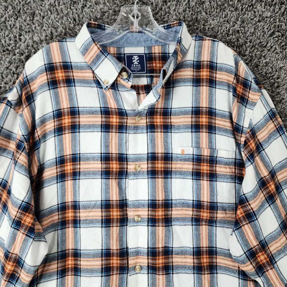 Izod Izod Mens White Blue Orange Plaid Long Sleev… - image 3