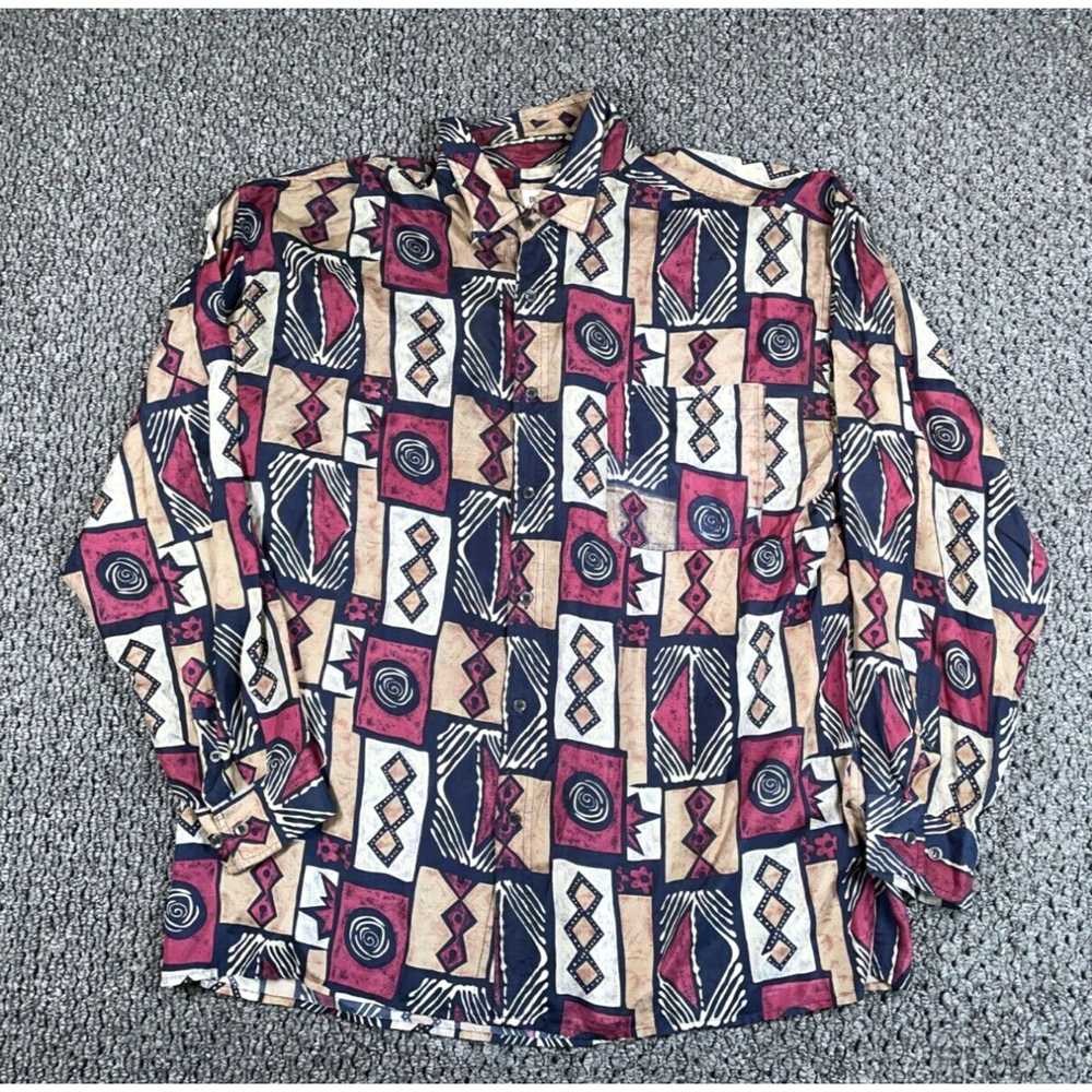 Prince VTG 90s Abstract Pattern Silk Shirt Adult … - image 1