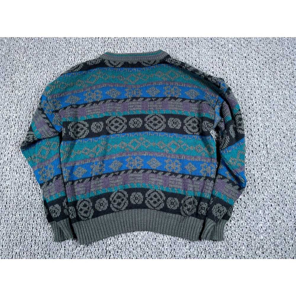 Vintage VTG 80s Campus Geometric V Neck Sweater A… - image 2