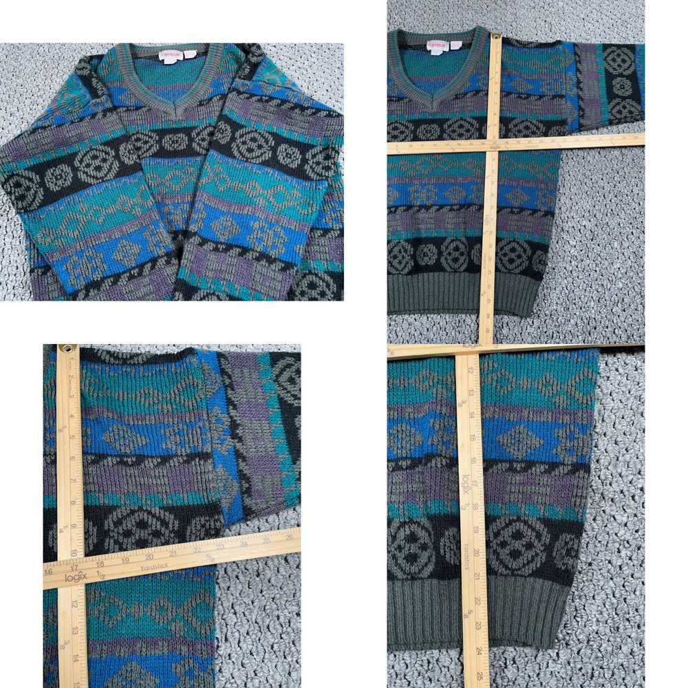 Vintage VTG 80s Campus Geometric V Neck Sweater A… - image 4