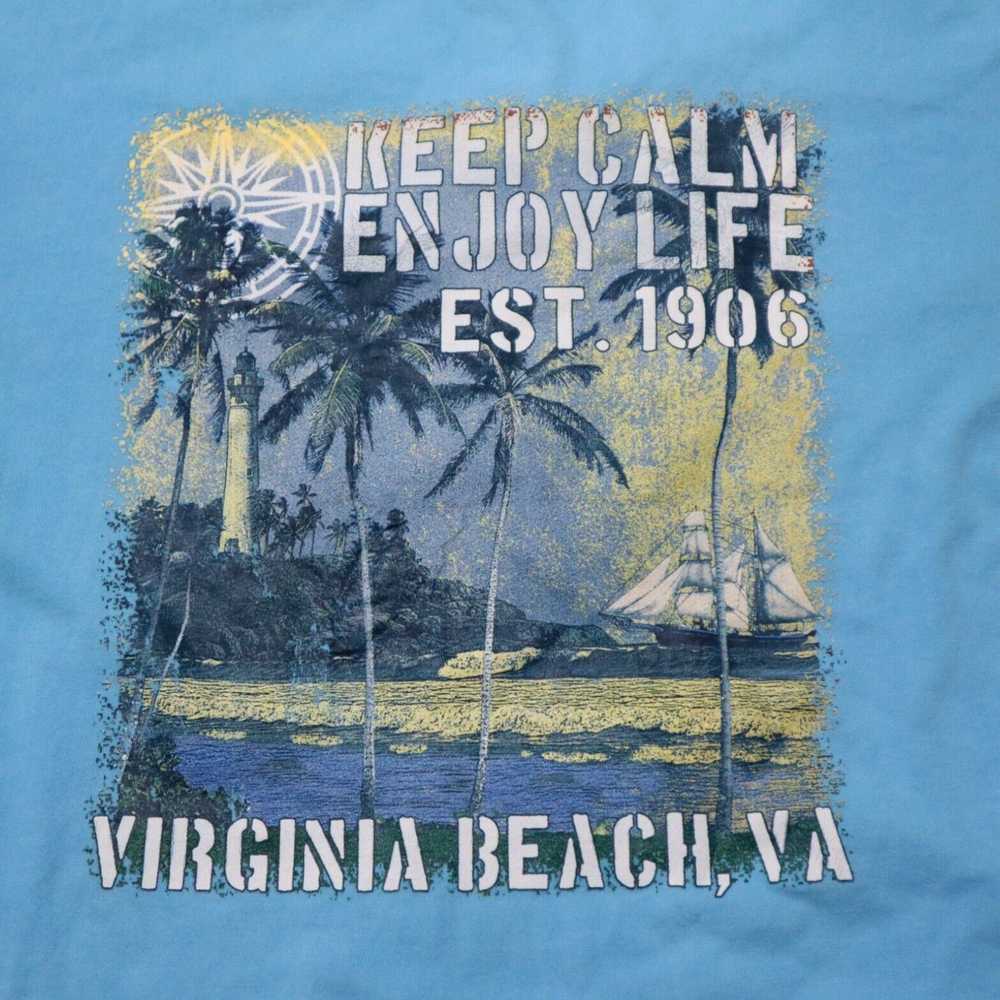 Vintage Virginia Beach, VA Blue T-Shirt Keep Calm… - image 1