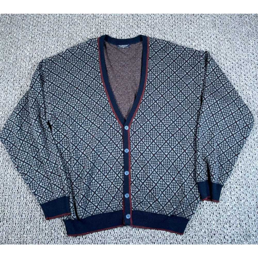 Van Heusen VTG 90s Diamond Pattern Cardigan Adult… - image 1