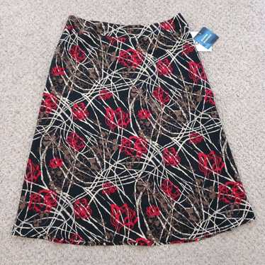 Vintage Sag Harbor Skirt Size 10 Midi Black Red G… - image 1