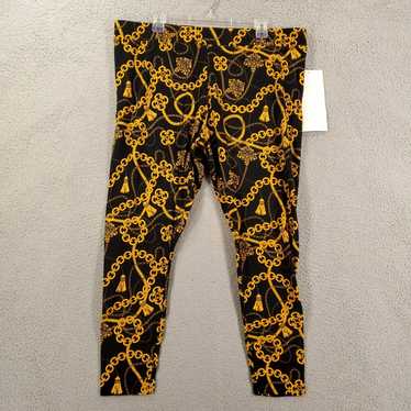 Vintage Ashro Leggings Womens 1X Black Gold Chains