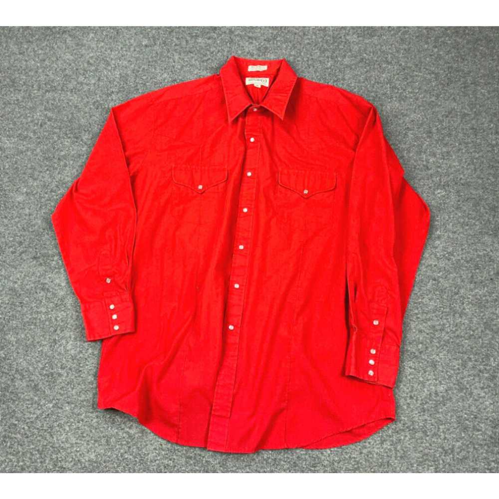 Vintage VTG 80s Rockabilly Red Western Pearl Snap… - image 1