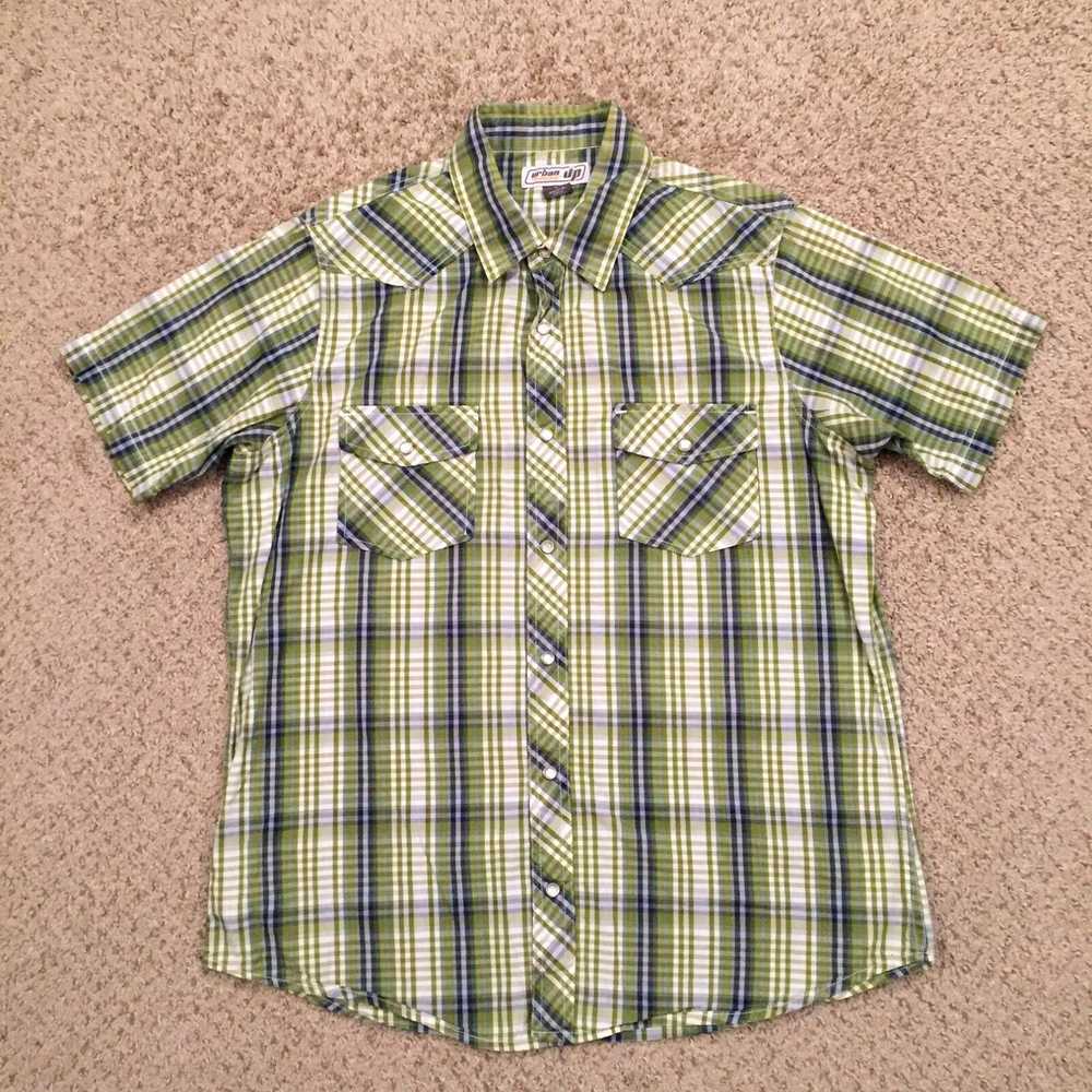 Vintage Urban Pipeline Snap Shirt Mens Large Gree… - image 1