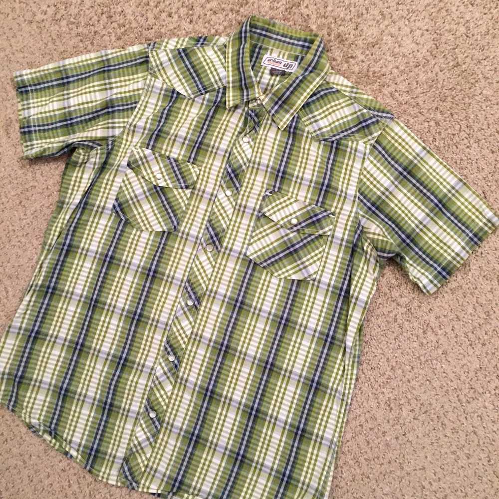 Vintage Urban Pipeline Snap Shirt Mens Large Gree… - image 2