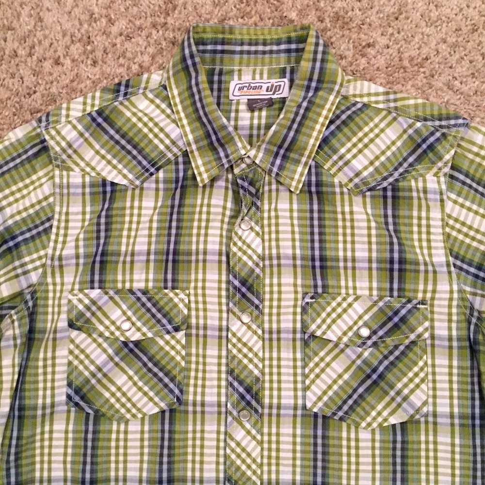 Vintage Urban Pipeline Snap Shirt Mens Large Gree… - image 3