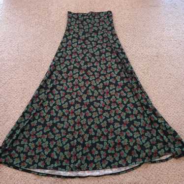 Vintage LuLaRoe Maxi Skirt XS Long Black Green Fl… - image 1