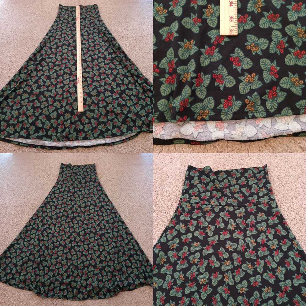 Vintage LuLaRoe Maxi Skirt XS Long Black Green Fl… - image 4